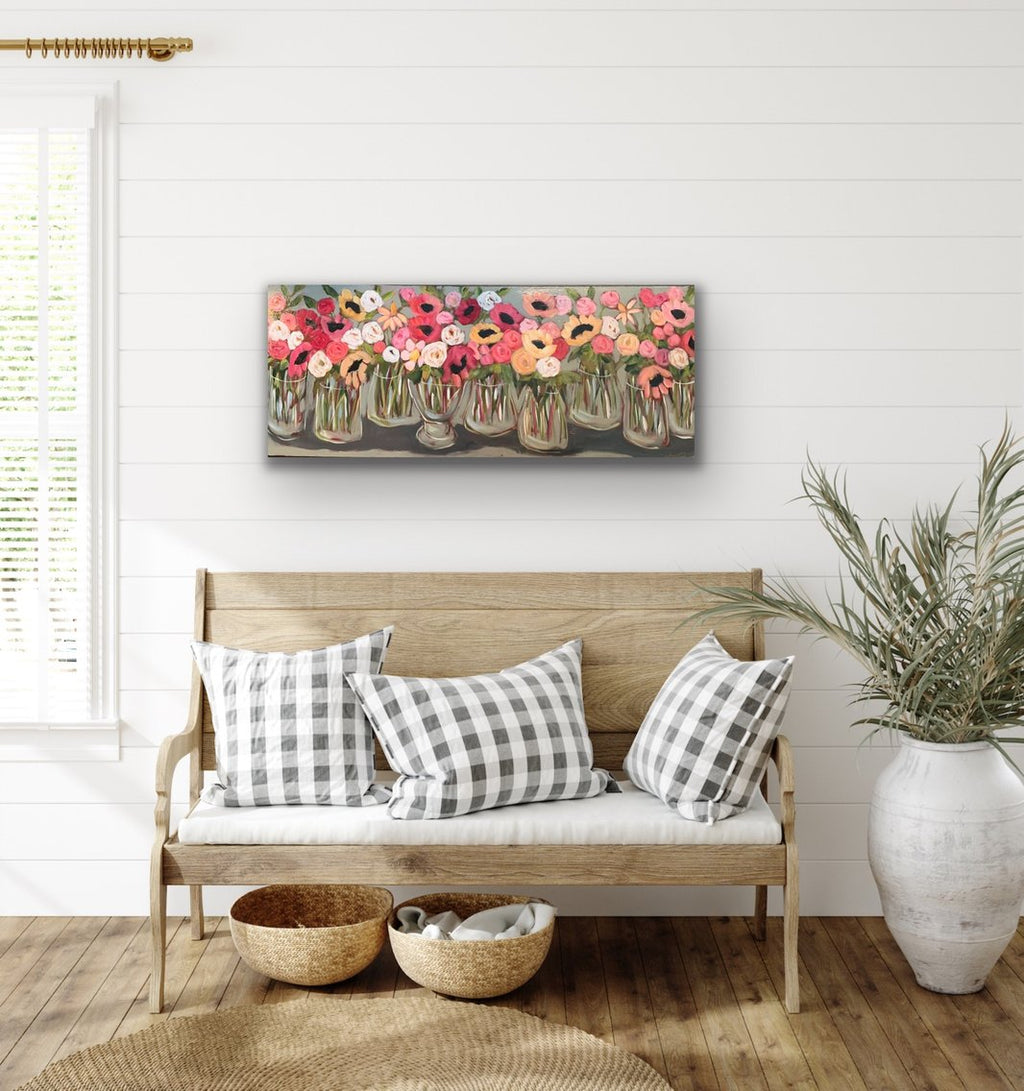 16x40 Acrylic floral on gallery-wrapped canvas