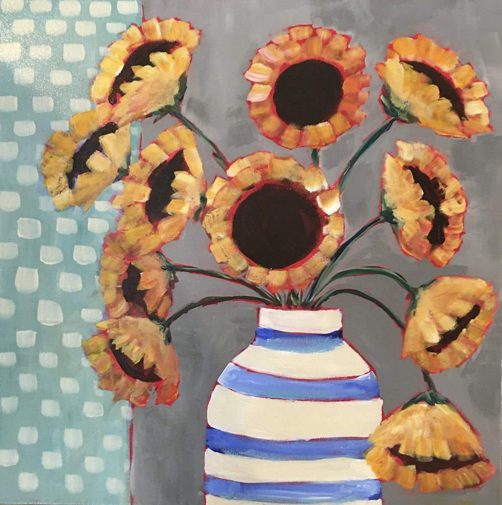 24x24 Whimsical Sunflowers by Kate Bruce