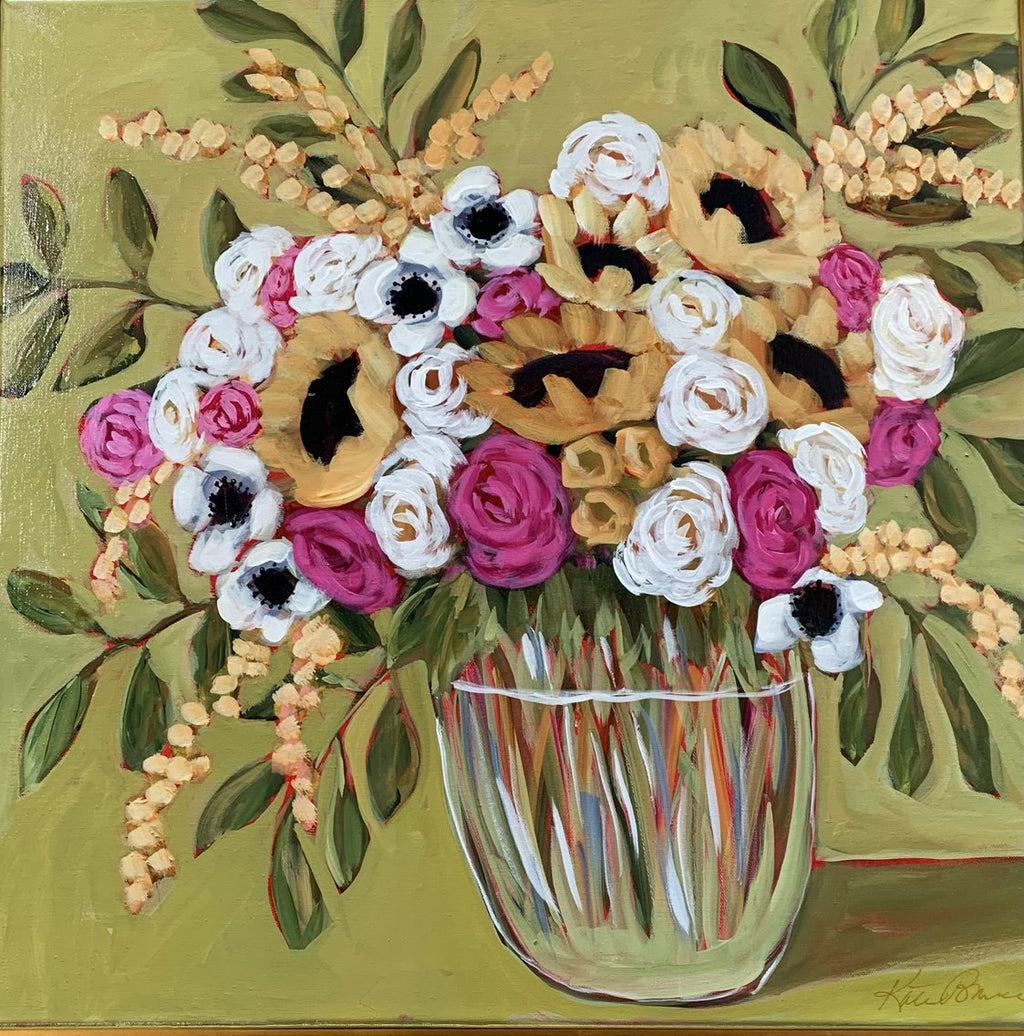 24x24 framed floral by Kate Bruce