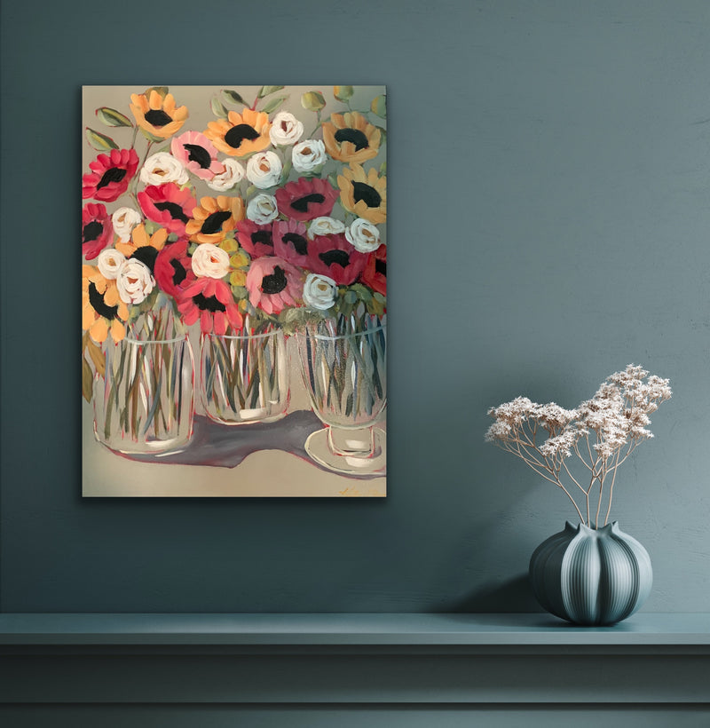 18x24 Three vases original acrylic painting by Kate Bruce