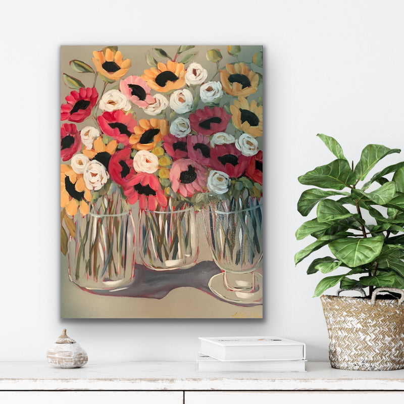 18x24 Three vases original acrylic painting by Kate Bruce