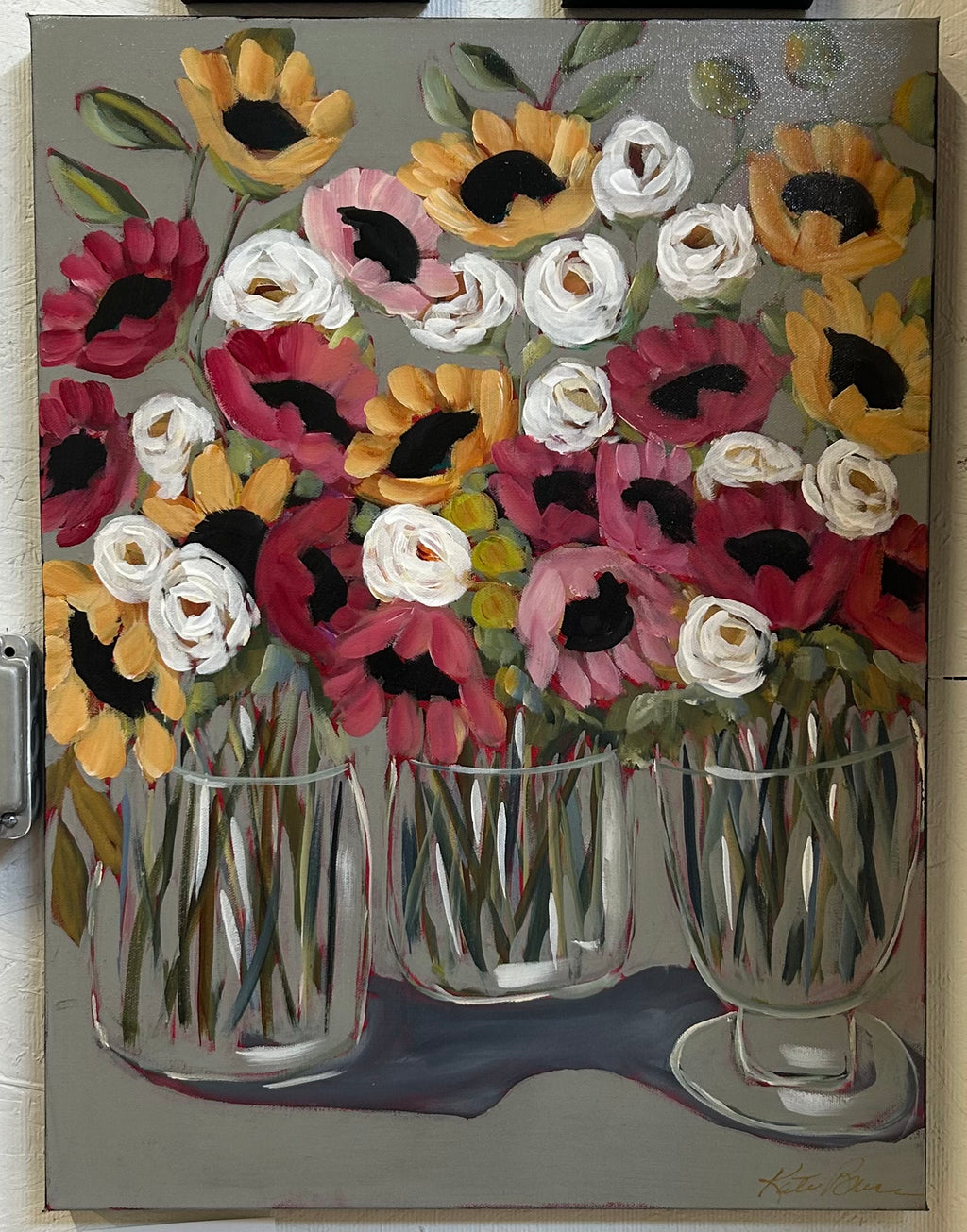 18x24 Three vases original acrylic painting by Kate Bruce